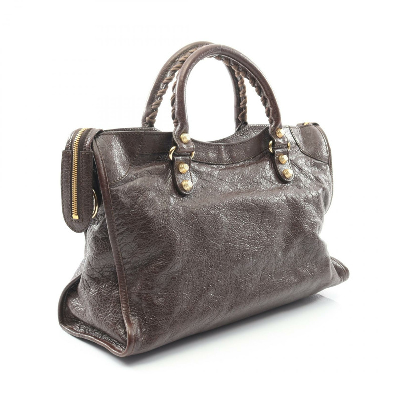 BALENCIAGA Giant City 手提包,棕色皮革,二手女款-1