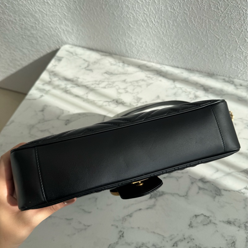 Gucci黑色金雙G marmont 30鏈包-5