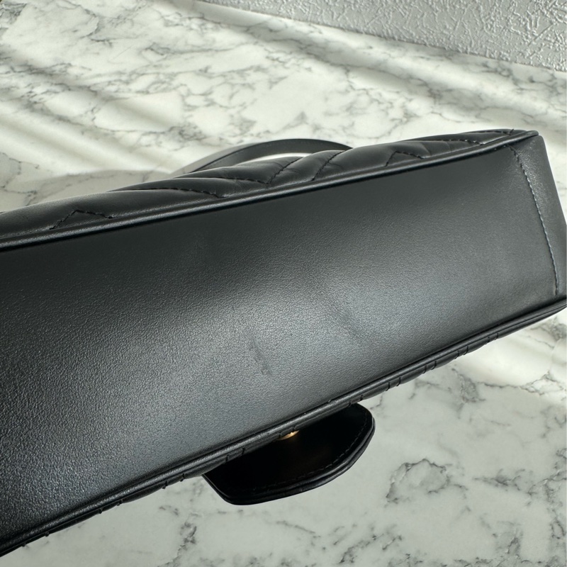 Gucci黑色金雙G marmont 30鏈包-6