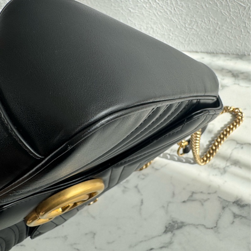 Gucci黑色金雙G marmont 30鏈包-9
