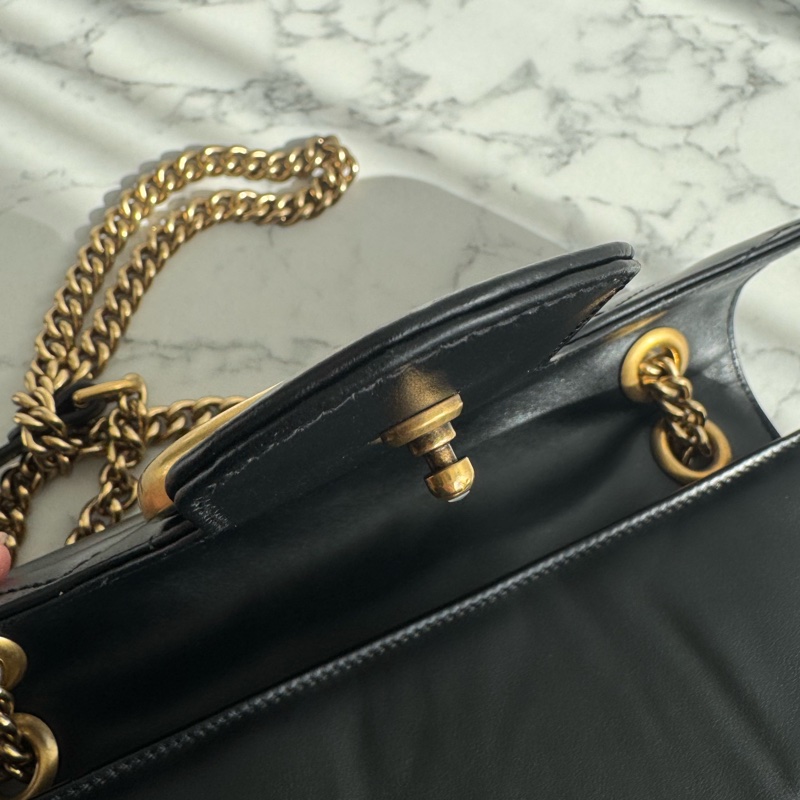 Gucci黑色金雙G marmont 30鏈包-18
