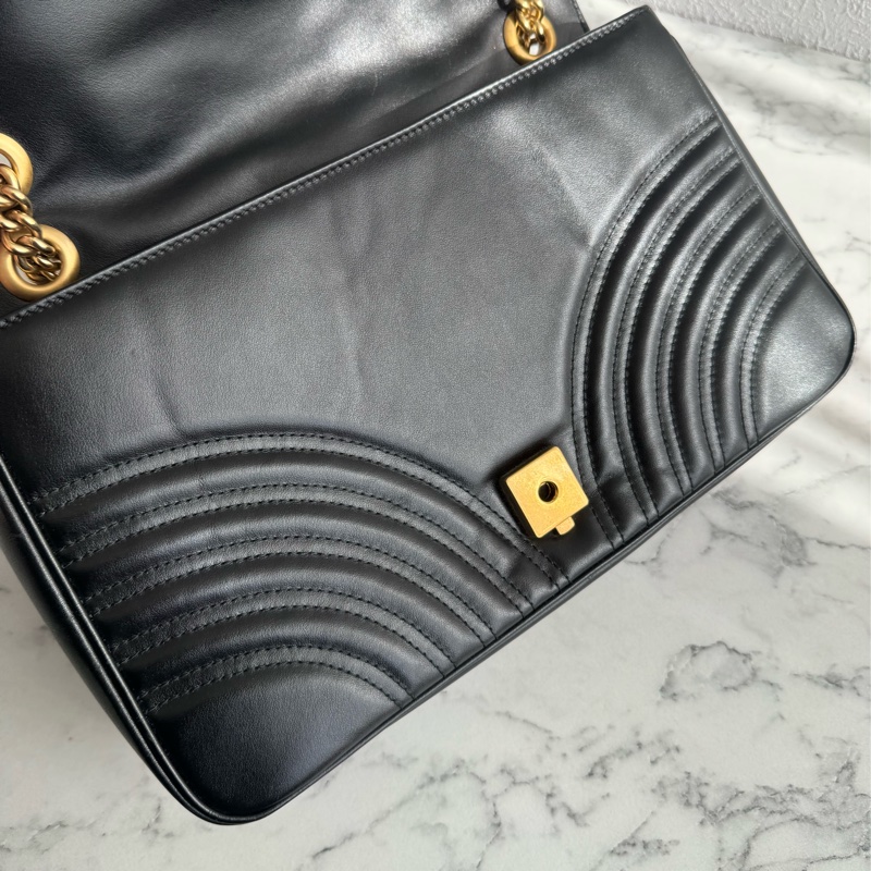 Gucci黑色金雙G marmont 30鏈包-19