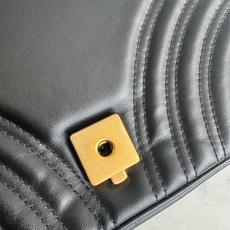 Gucci黑色金雙G marmont 30鏈包-20