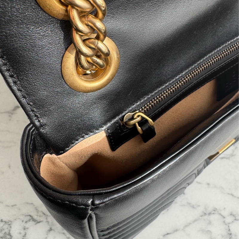 Gucci黑色金雙G marmont 30鏈包-22