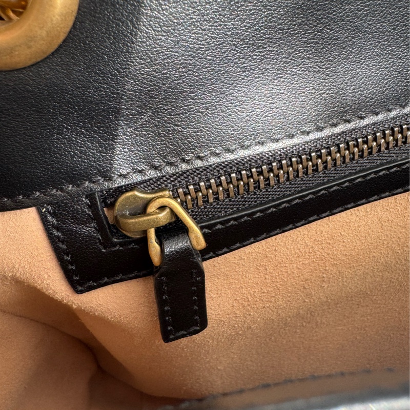 Gucci黑色金雙G marmont 30鏈包-28