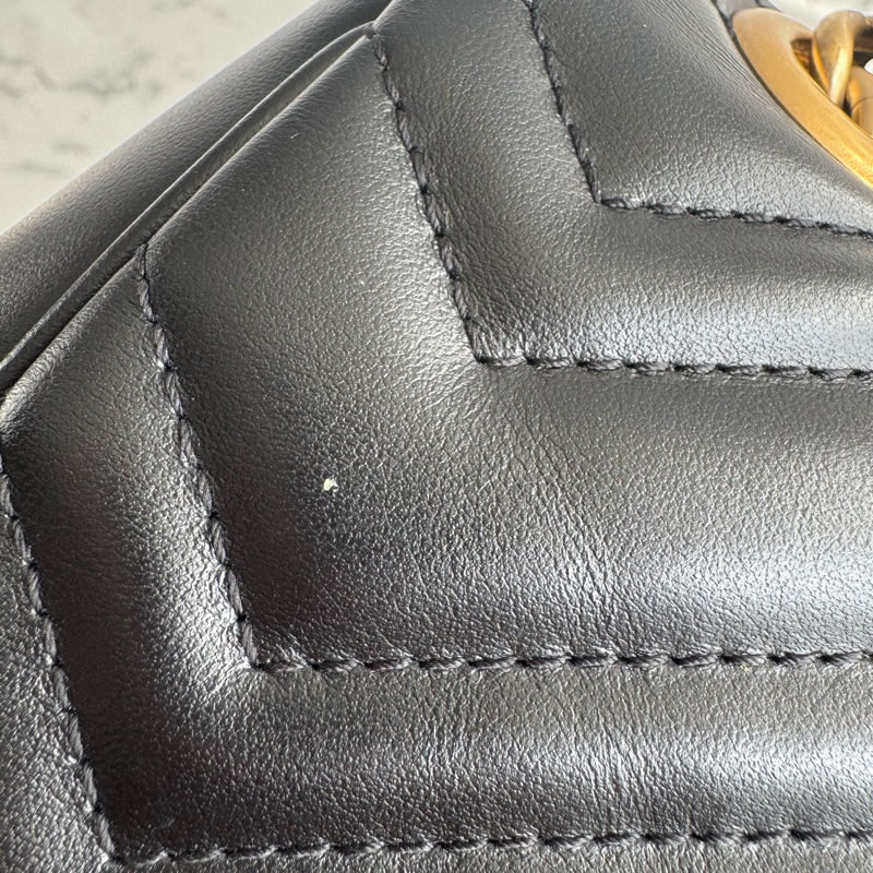 Gucci黑色金雙G marmont 30鏈包-39