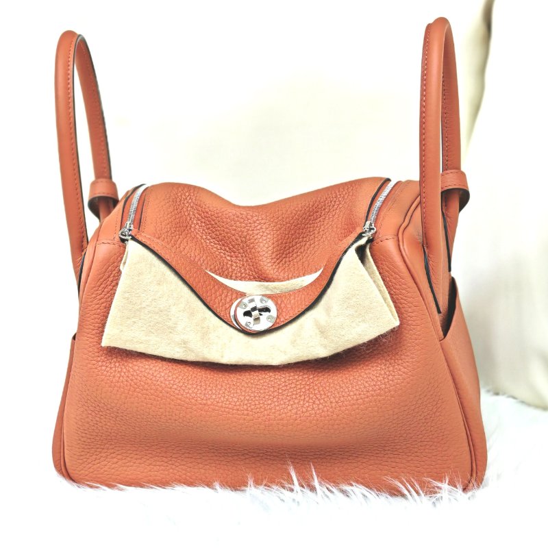 Hermès 愛馬仕 Lindy26 Togo 9J火焰橙 銀扣 W刻 大全套-2