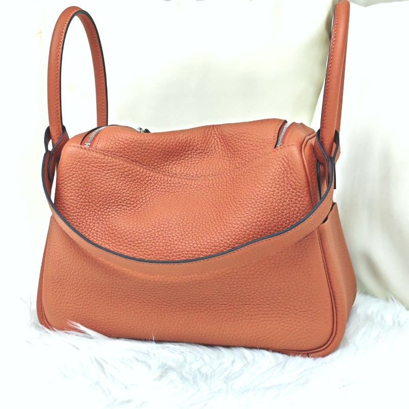 Hermès 愛馬仕 Lindy26 Togo 9J火焰橙 銀扣 W刻 大全套-3