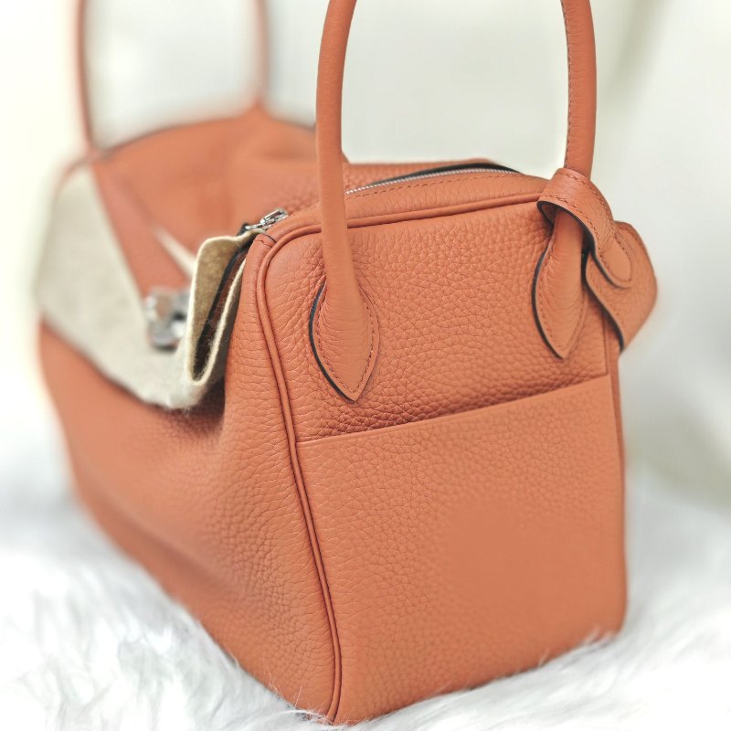 Hermès 愛馬仕 Lindy26 Togo 9J火焰橙 銀扣 W刻 大全套-5
