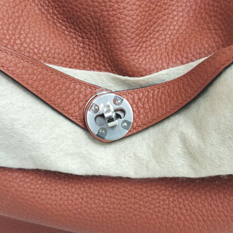 Hermès 愛馬仕 Lindy26 Togo 9J火焰橙 銀扣 W刻 大全套-9