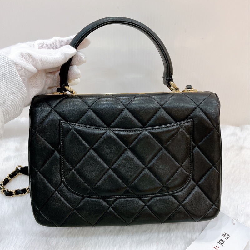 莉亞精品♡Chanel A92236 Trendy cc 手把斜背包 黑金 二手-5