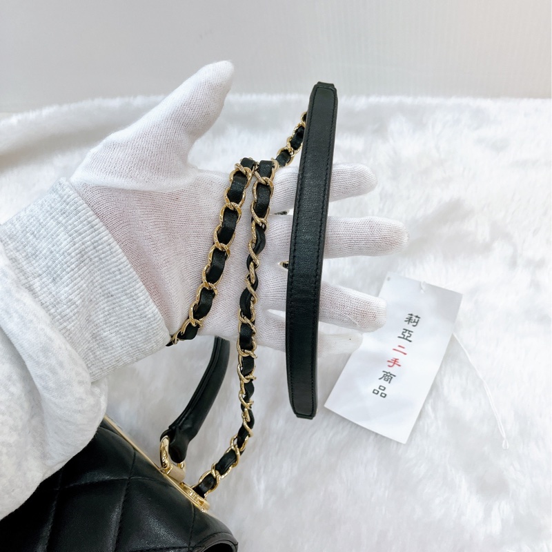 莉亞精品♡Chanel A92236 Trendy cc 手把斜背包 黑金 二手-18