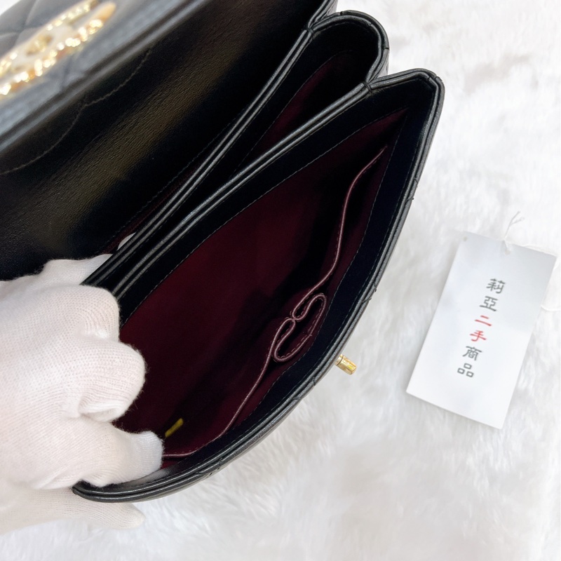 莉亞精品♡Chanel A92236 Trendy cc 手把斜背包 黑金 二手-19