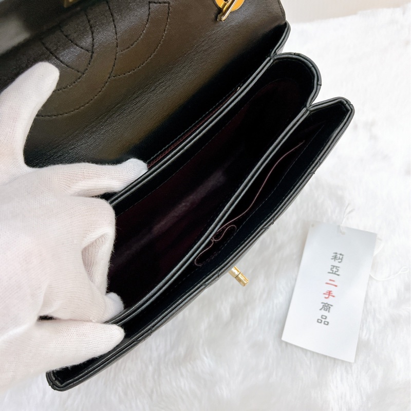 莉亞精品♡Chanel A92236 Trendy cc 手把斜背包 黑金 二手-24
