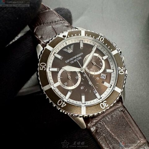 ARMANI手錶,編號AR00082,42mm古銅色錶殼,銀色錶帶款