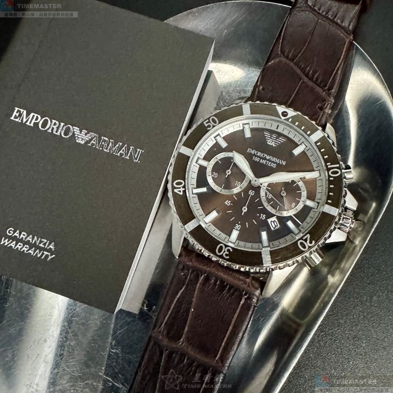 ARMANI手錶,編號AR00082,42mm古銅色錶殼,銀色錶帶款-1