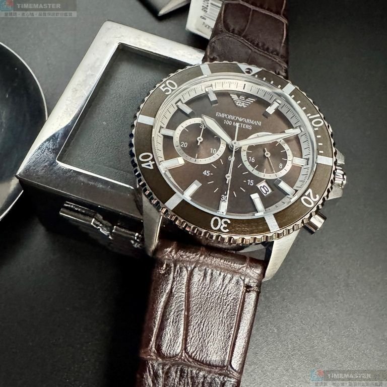 ARMANI手錶,編號AR00082,42mm古銅色錶殼,銀色錶帶款-6