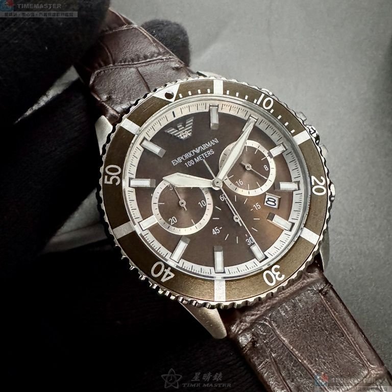 ARMANI手錶,編號AR00082,42mm古銅色錶殼,銀色錶帶款-10