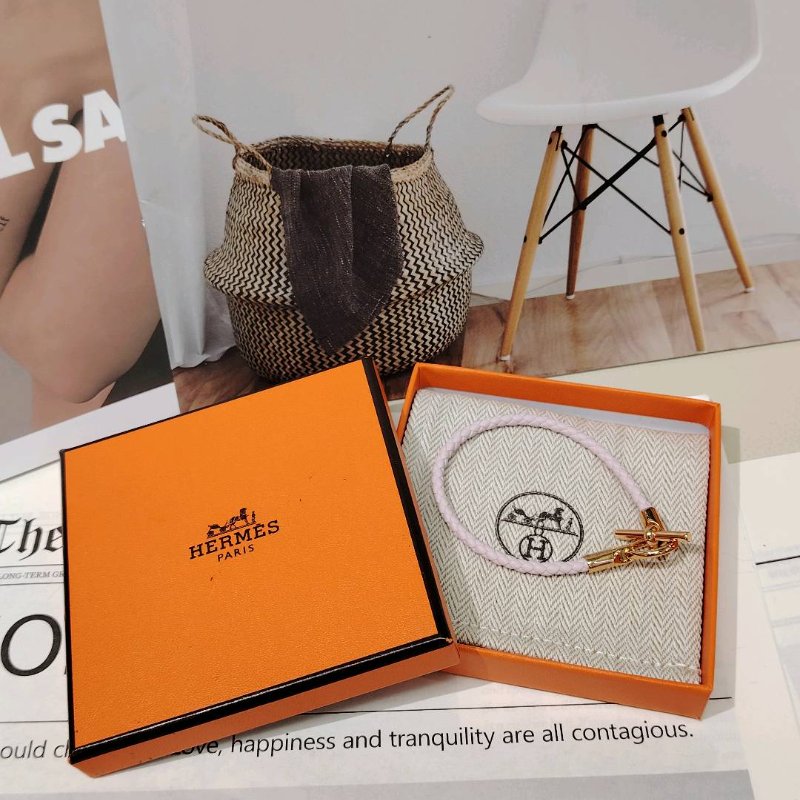 Hermès Glenan編織皮革手環-0
