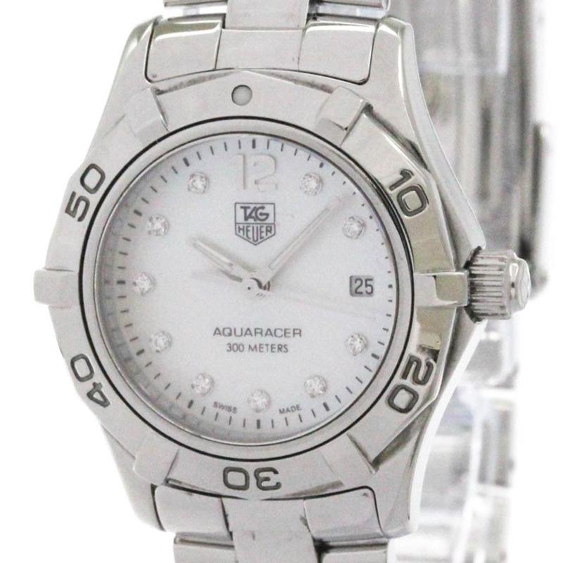 豪雅競潛系列鑽石珍珠母貝錶盤女士腕錶 WAF1415 拋光-0