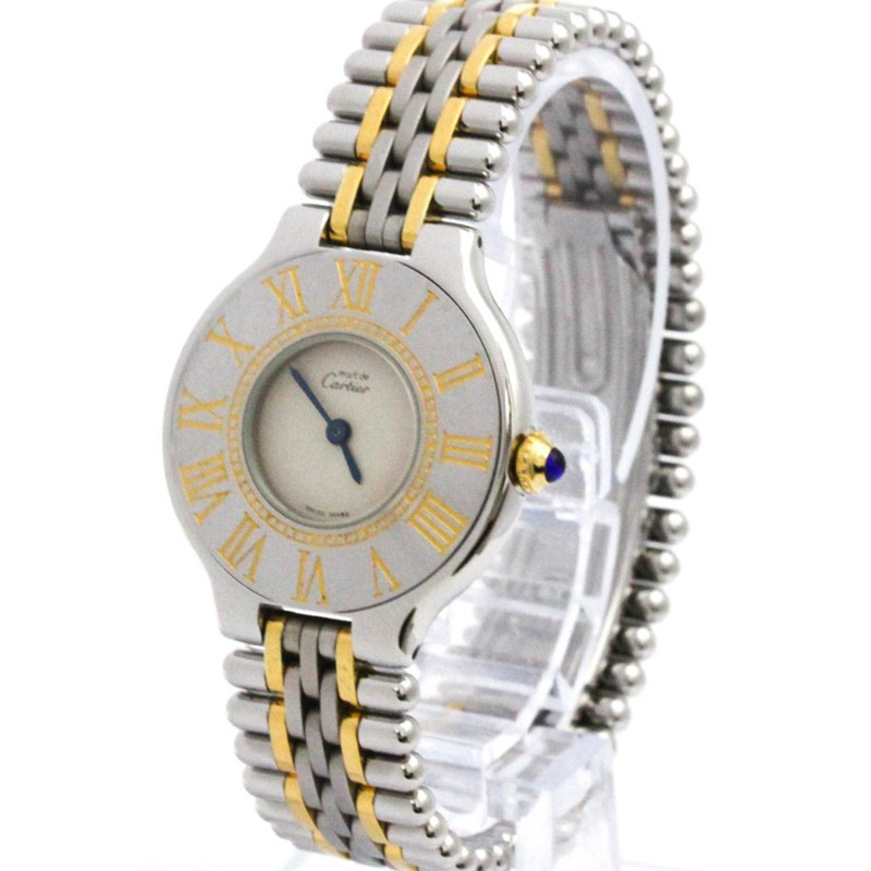 卡地亞 Must 21 鍍金精鋼石英女士腕錶 W10051F4 拋光-1