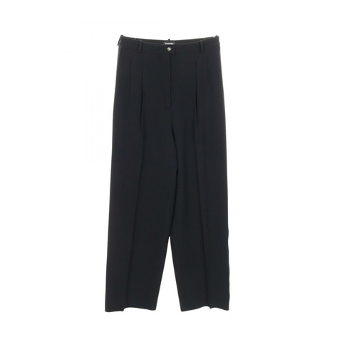 香奈兒 COCO 標誌紐扣羊毛黑色二手女褲 #38 CC