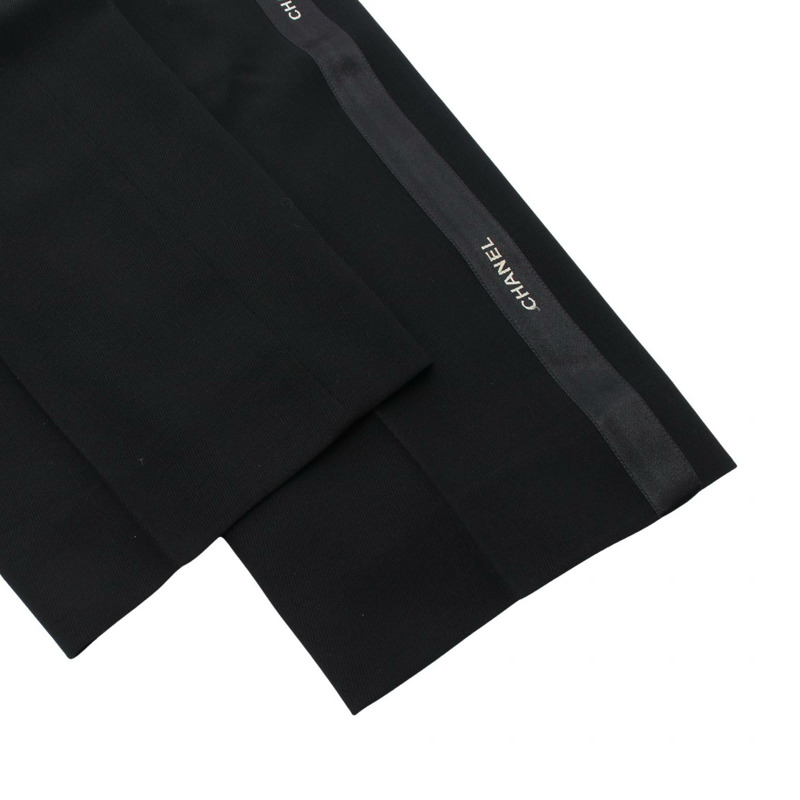 香奈兒 COCO 標誌紐扣羊毛黑色二手女褲 #38 CC-5