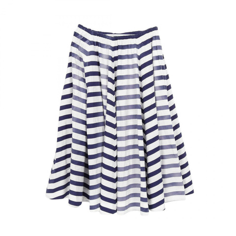PRADA 條紋舊府綢長裙 P108W 棉質白色海軍藍 36S 號 二手女裝