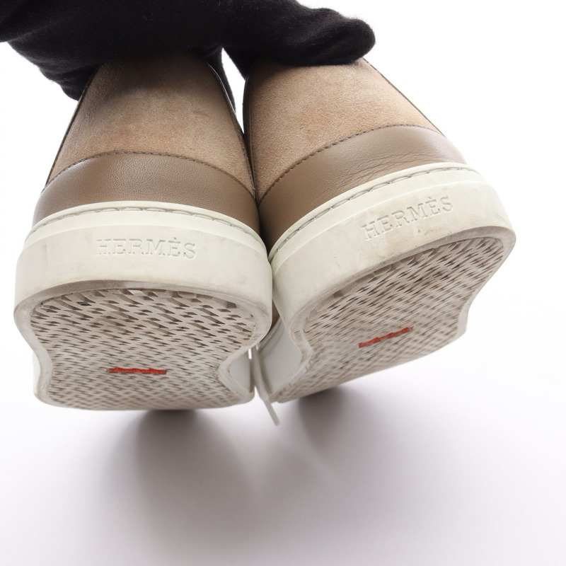 愛馬仕 (HERMES) 男士米色真皮運動鞋,二手,尺寸 41-13