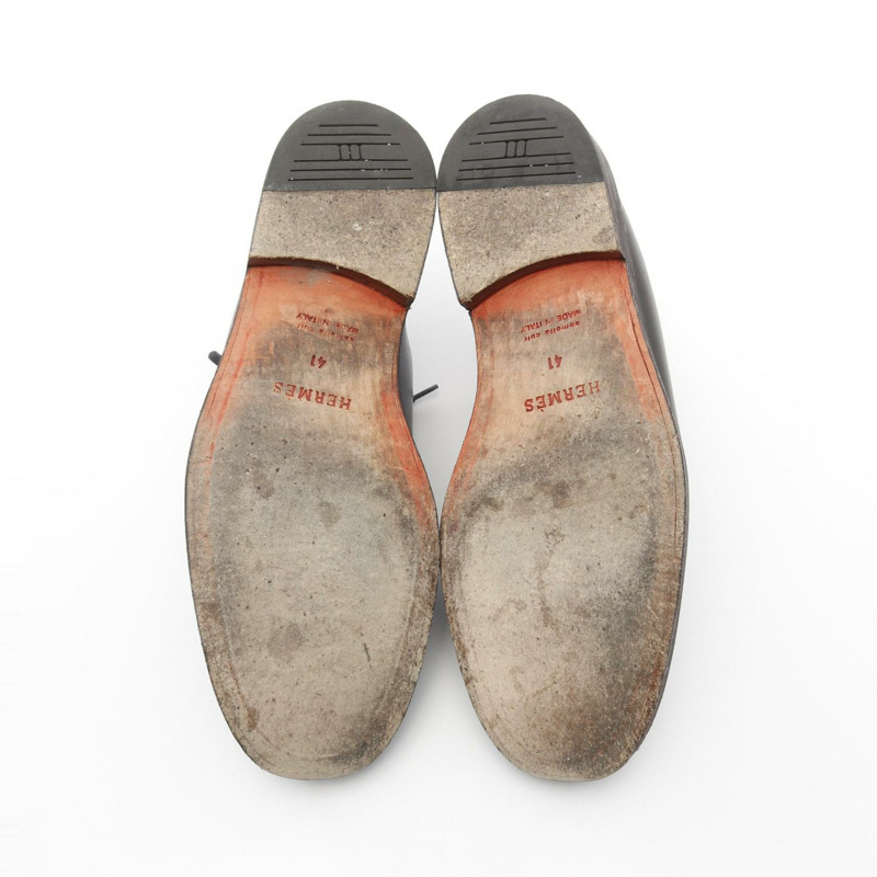 愛馬仕德比樂福鞋,黑色真皮,二手男士款-3