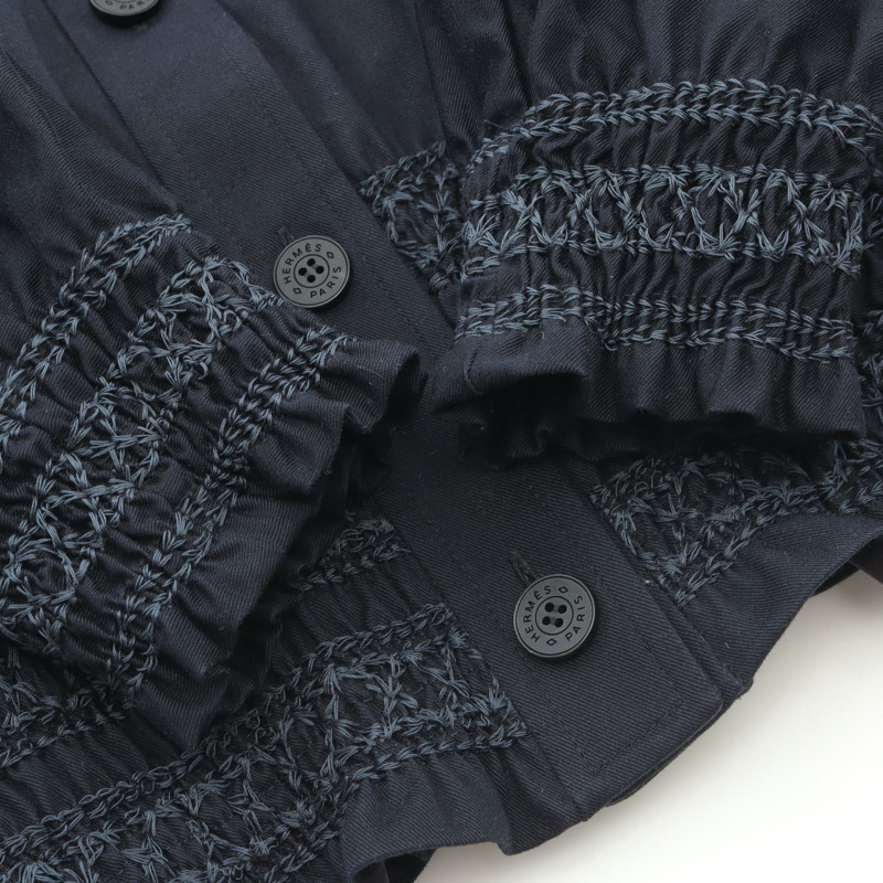 愛馬仕 (HERMES) 搭配跟罩衫 Terre 搭配跟罩衫 其他外套 5E0228DD 棉質 海軍藍 二手 女款-5