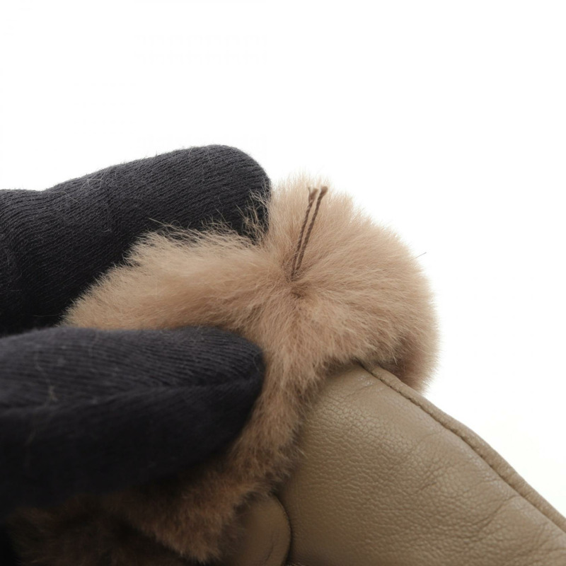 愛馬仕 Kelly Cadena Charm 手套,羊皮/貂皮,棕色,二手,女士-5