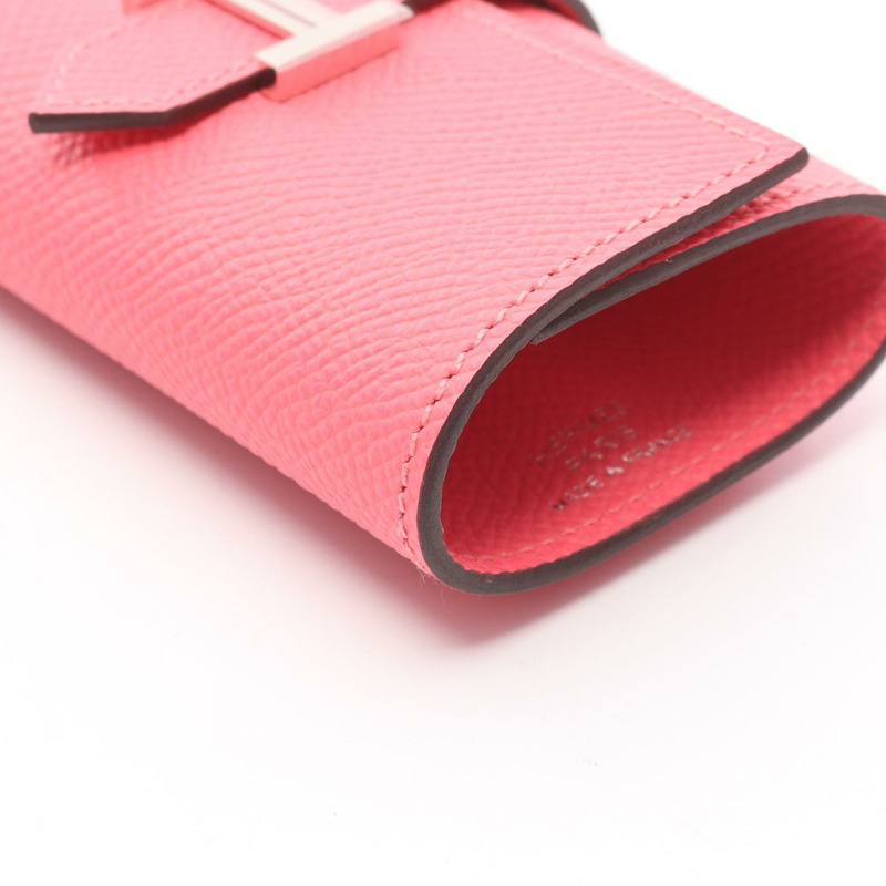 愛馬仕 Bearn 4 鑰匙包 Epsom 皮革 粉紅玫瑰杜鵑花色 二手 女士 U SHW-5