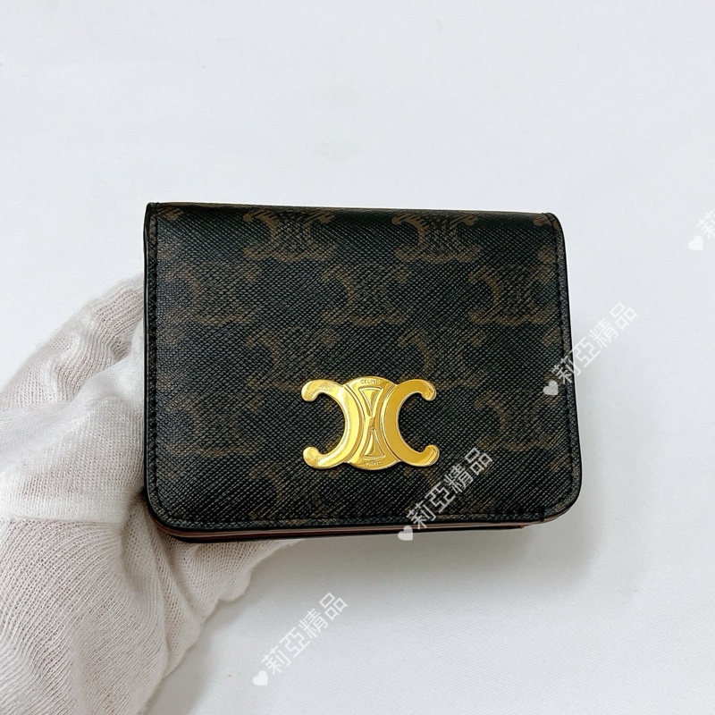 莉亞精品♡Celine 對開短夾 老花 二手-1