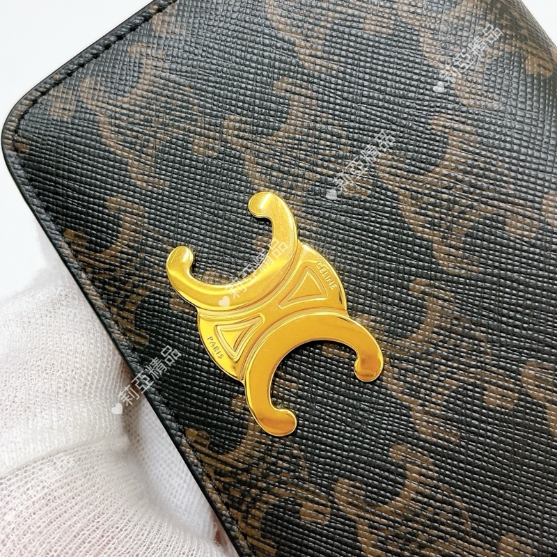 莉亞精品♡Celine 對開短夾 老花 二手-2