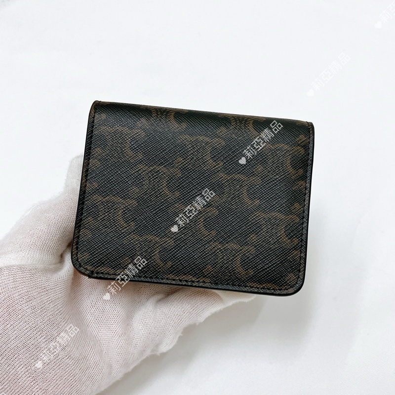 莉亞精品♡Celine 對開短夾 老花 二手-3