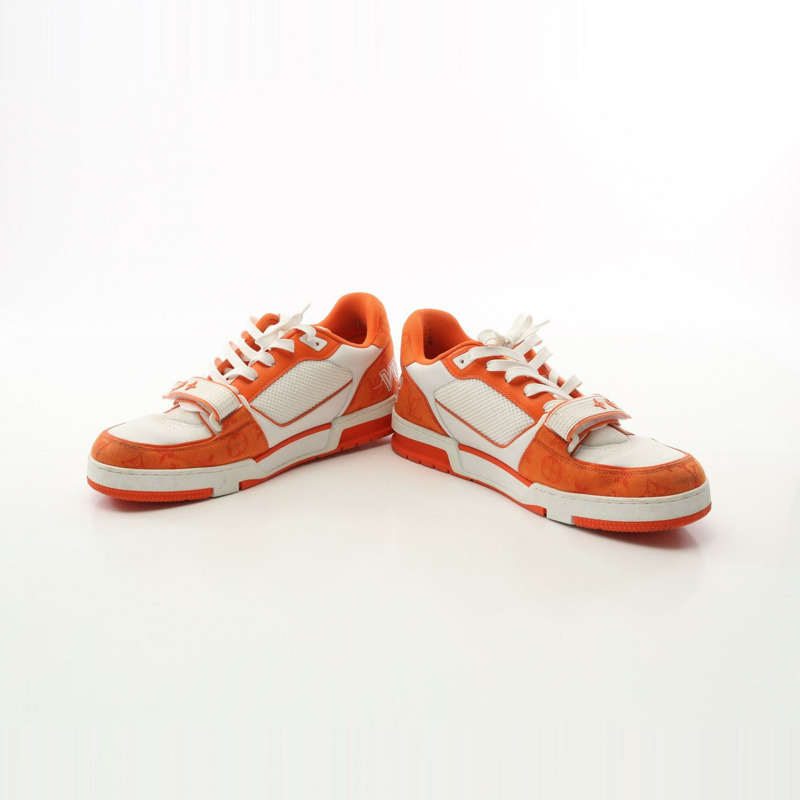 路易威登 LV Trainer 系列運動鞋 G0022 織品 白色 橘色 #10 二手 男款-2