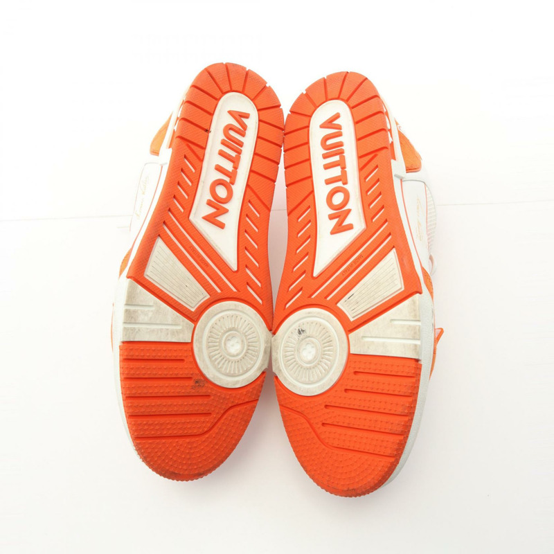 路易威登 LV Trainer 系列運動鞋 G0022 織品 白色 橘色 #10 二手 男款-3