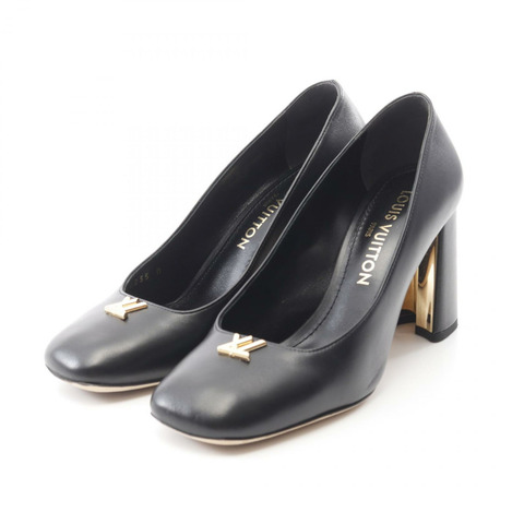 路易威登 Swing 高跟鞋，黑色皮革，二手女款，尺寸 38。