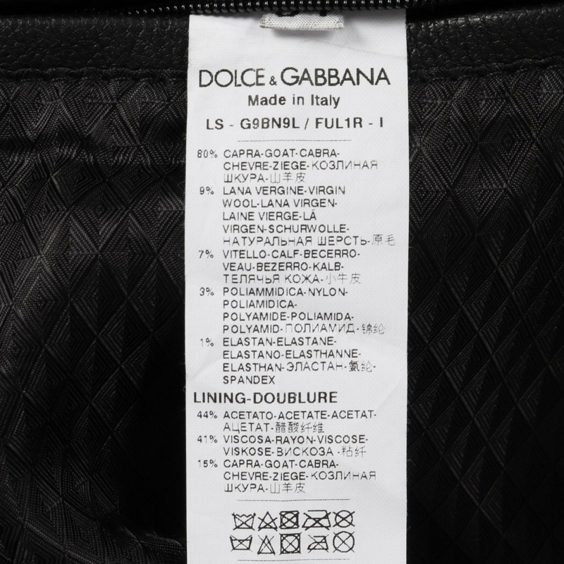 DOLCE & GABBANA 雙拉鍊夾克 皮革牛仔山羊皮 黑色 二手 男款-4