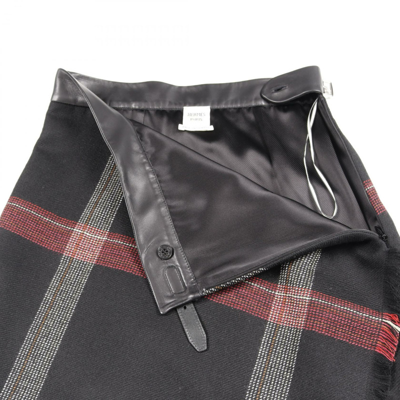 愛馬仕羊毛皮裙，黑色、紅色、多色，二手，女款，34碼-5