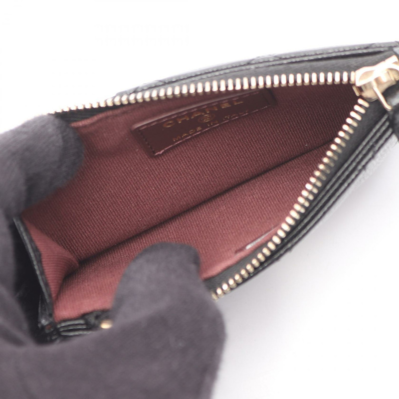 香奈兒經典零皮夾 AP2570 皮革,粒面小牛皮,黑色,二手,金色五金-2