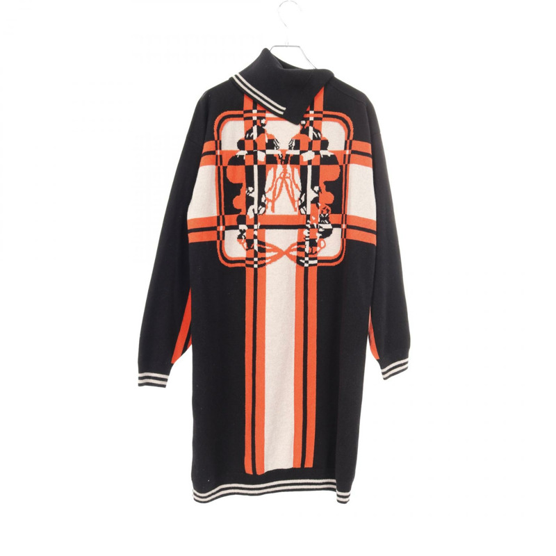 愛馬仕 (HERMES) 新娘禮服，羊絨材質，黑色、米色、橘色，二手女款，尺寸 34-0