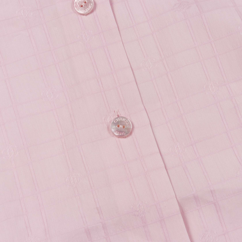 香奈兒 COCO 標誌無袖襯衫上衣 棉絲混紡 粉紅 二手 女款 #34-6
