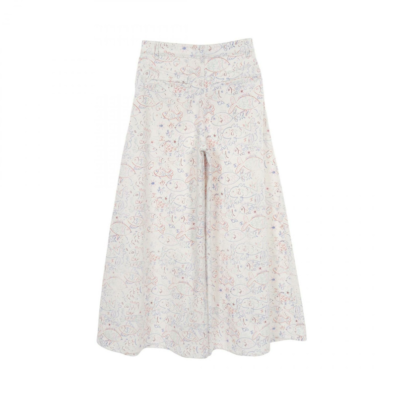 香奈兒 (CHANEL) 海洋印花水洗牛仔褲，白色，棉質，二手，女款，34碼-1