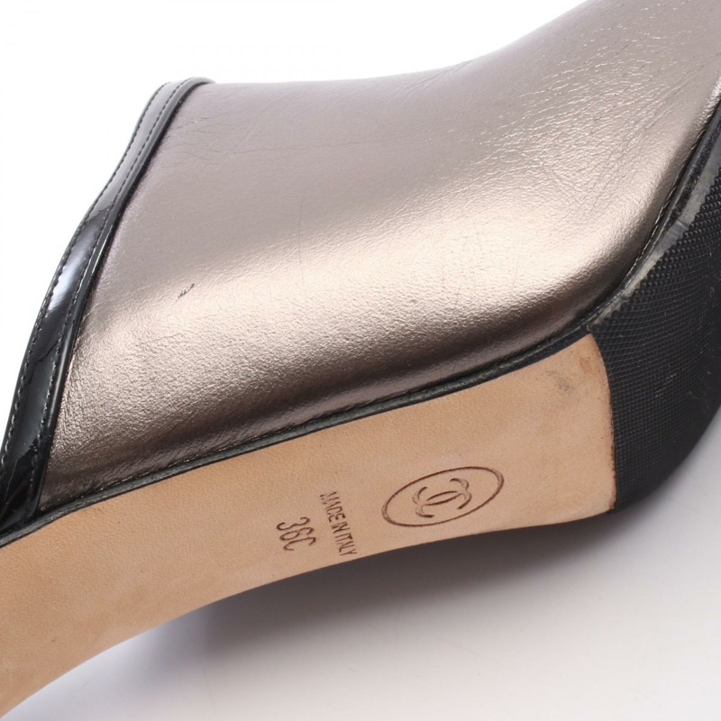 香奈兒珍珠高跟涼鞋 G33573 黑色皮革二手女鞋 #36C COCO CC-7