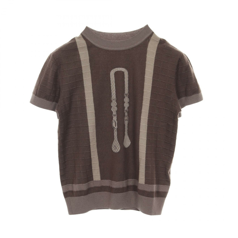 愛馬仕 Coaching Remix 針織毛衣，羊毛材質，棕色，二手，女款，36碼-0