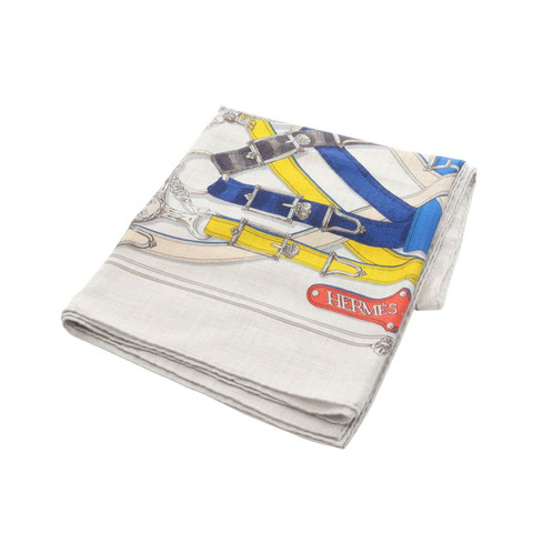 愛馬仕 Carr gant 140 CAVALCADOUR 絲巾 H241698S 真絲羊絨灰色二手女款