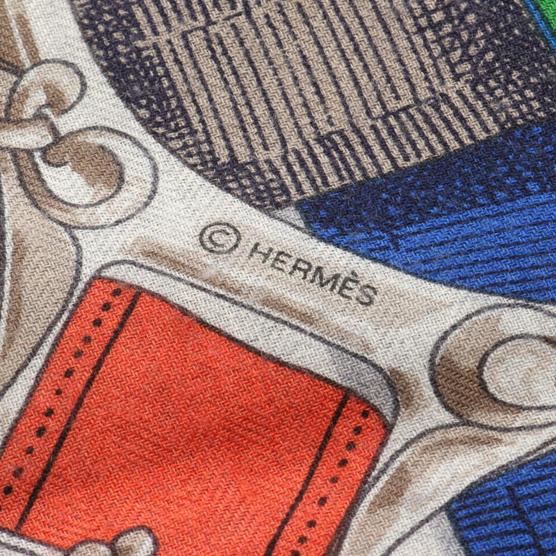 愛馬仕 Carr gant 140 CAVALCADOUR 絲巾 H241698S 真絲羊絨灰色二手女款-1