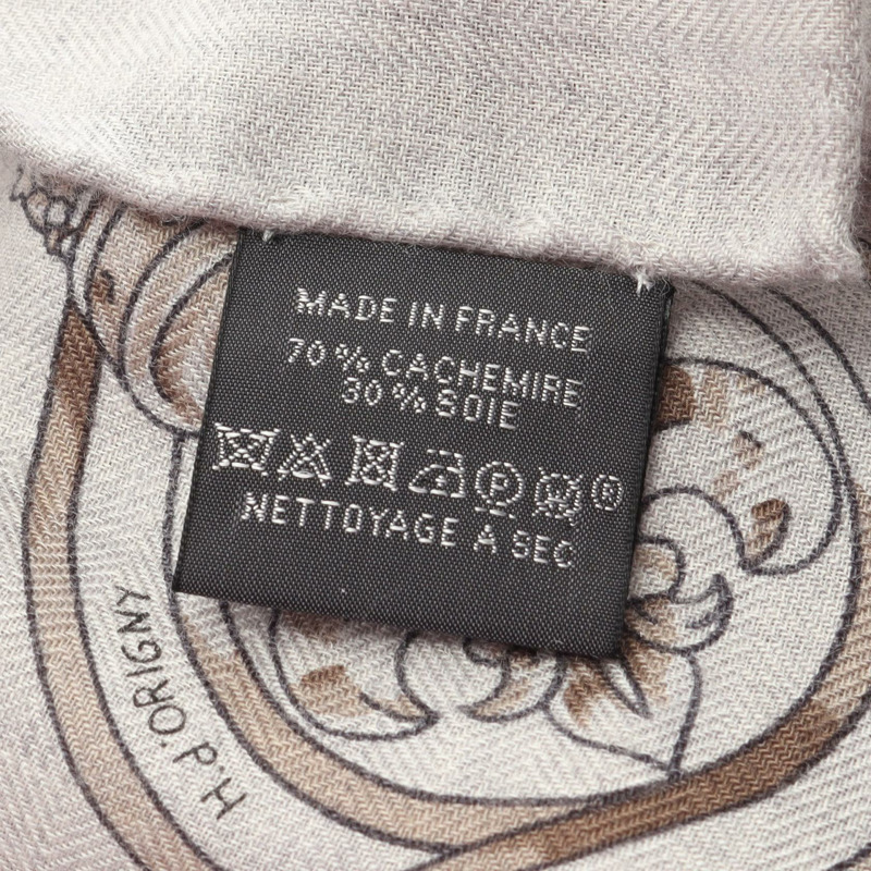 愛馬仕 Carr gant 140 CAVALCADOUR 絲巾 H241698S 真絲羊絨灰色二手女款-2